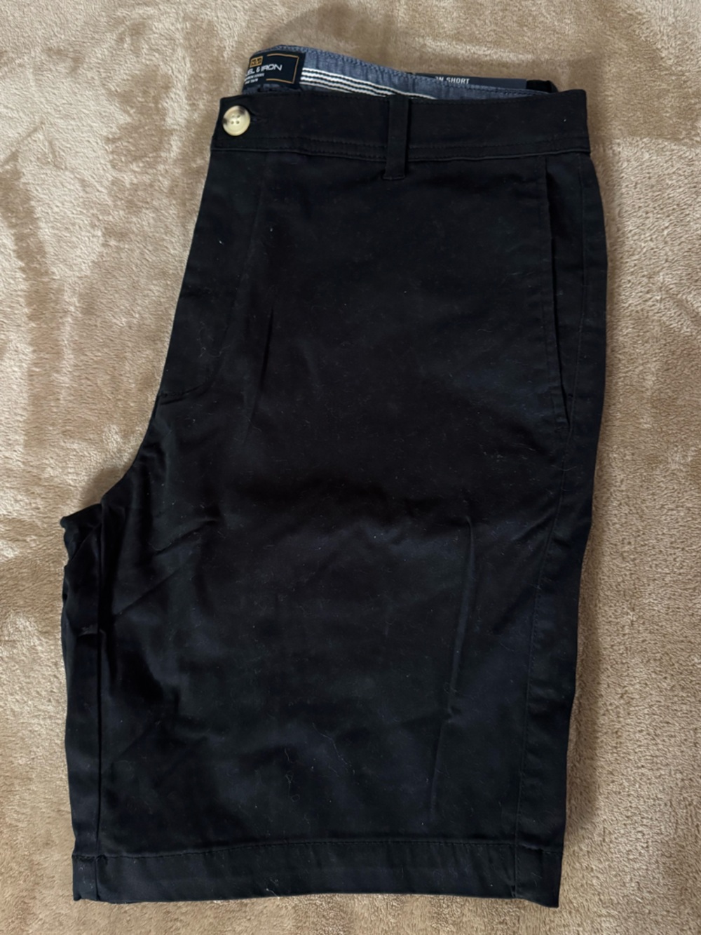 Slim Fit Black Flat Front Men’s Shorts - Stafford